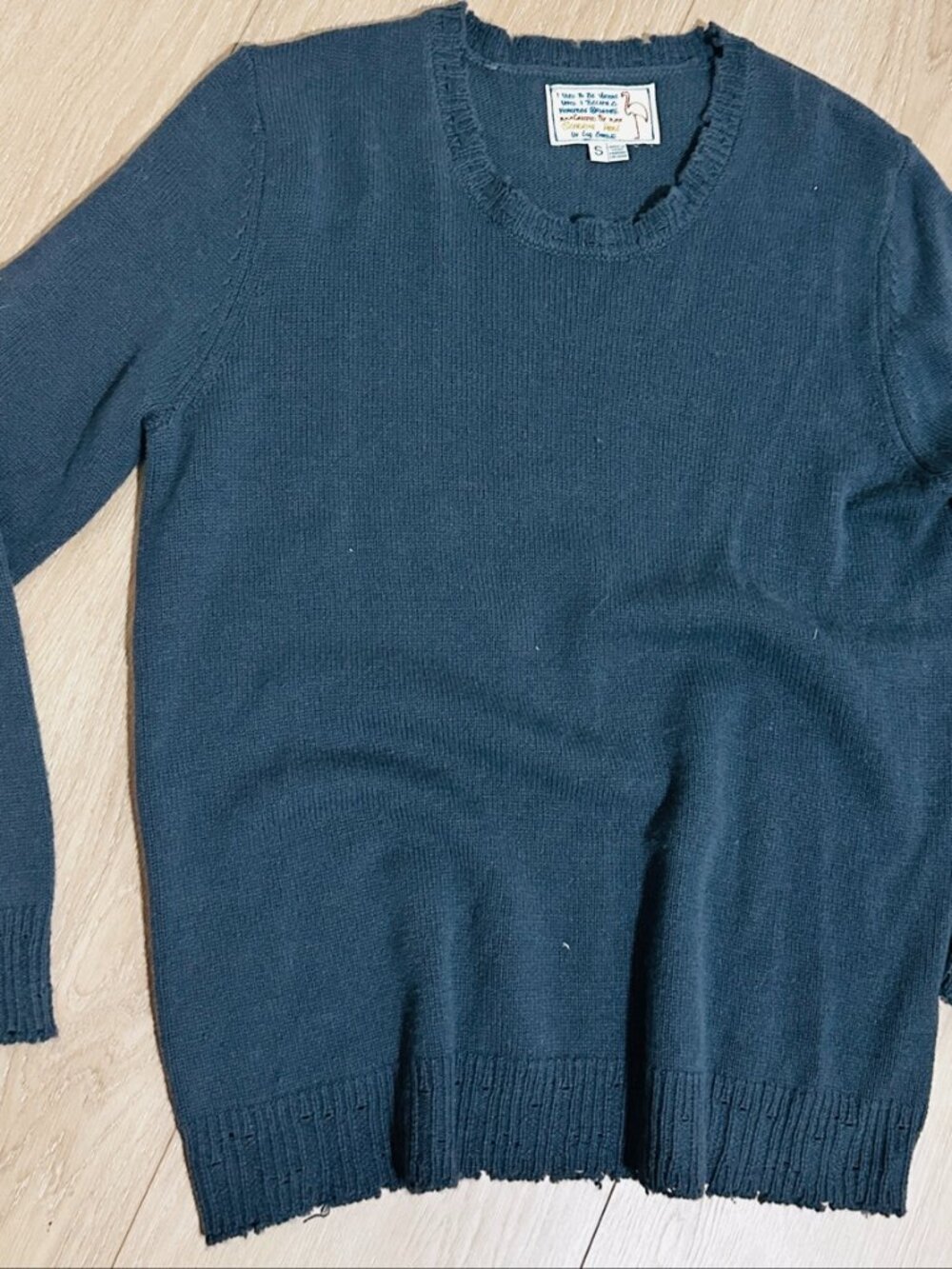 Sandrine Rose Navy Distressed Sweater S Mens